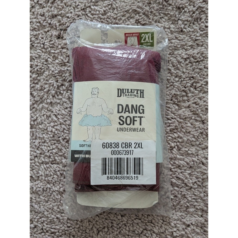 Duluth Trading Men's Dang Soft Boxer Briefs 60838 CBR Size 2XL NWT Maroon Red